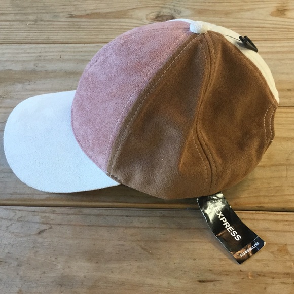 NWT Express Color Block Faux Suede Baseball Hat - Picture 3 of 6